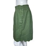 J. Crew Skirt Womens 10 Green Scalloped Cotton Linen Skirt Basic Casual Neutral Photo 2
