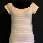 Forever 21 Pink & White Striped Off The Shoulder Shirt Photo 0