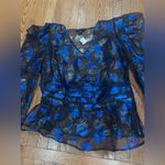 Ashley Stewart  Sheer Top with Blue Floral Design Photo 1