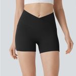 Halara 016HA.- SoftlyZero™ Crossover High Waisted Pocket Antislip Yoga Biker Shorts 3'' Photo 0