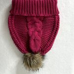 Target Pink Knitted Fuzzy Pom Pom Winter Beanie Hat Photo 1