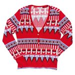 Victoria's Secret Fair Isle Waffle Knit Thermal Shirt Red Aztec Long Sleeve Small Photo 0
