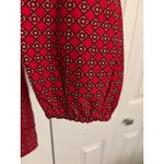 Mud Pie  Red Geometric Print Ruffle Neck Tunic Top – Size Small Photo 5