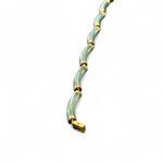 14K Yellow Gold Natural Jadeite Jade Tube Link Bracelet Photo 5