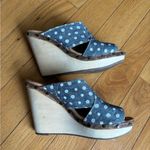 Dr. Scholl’s Collection Farida Denim Leather Studded Polka Dot Wedges size 8 Blue Photo 7