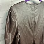 Betsey Johnson faux leather hook and eyelet brown jacket dress ladies size retro Photo 6