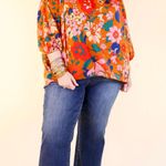 Entro  Ruffle Collar Floral Long Sleeve Blouse Photo 1