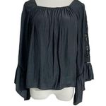 Ramy Brook  Small  Top Blouse Black Bell Sleeve Photo 0