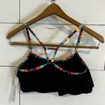 Malibu Black Rockin Vibrations Flounce Bikini Top. NWT. Size Small. Photo 6