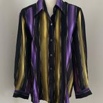 Ellen Tracy Putple/Black/Gold Silk Striped Blouse Sz 8 Photo 0