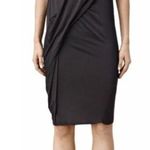 All Saints Annis knee length Dress Black Draped Front Sleeveless V-neck size 6 Photo 0