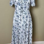 SheIn On / Off Shoulder Corset Top Blue & White Floral Maxi Dress - size XS Photo 0