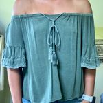 Paper Crane Green Boho Off The Shoulder Top Photo 0