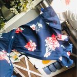 Navy Off Shoulder Floral Dress NWT Ruffle Sleeve Boho Summer Mini Blue Photo 3