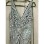 Badgley Mischka Collection Blue Sequin Iridescent Gown Dress Size 0 MSRP $660 Photo 5