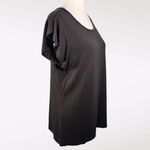 Tahari Black Short Flutter Sleeve T-Shirt Top Large Photo 5