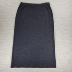 Eileen Fisher Wool Midi Skirt Medium Heather Gray Knit Elastic Waist USA Photo 2