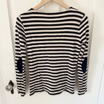 Massimo Dutti  Navy & Ivory Striped Boat Neck Long Sleeve Top Size Medium M Photo 2