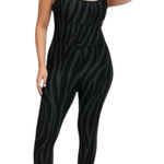 Diane Von Furstenberg DVF x Target Collab Black & Gray Zebra Athletic Jumpsuit Womens Size Small NWT Photo 0