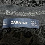 ZARA Black Long Sleeve Star Open Knit Crochet Crew Neck Sweater Sweatshirt S Photo 2