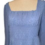 Women’s Babydoll Sheer Long Sleeve Dress Dusty Blue Size Small Photo 2