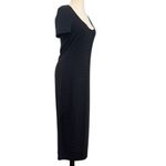 Marine layer  Lexi Rib Black Blue Striped Short Sleeve Midi T-Shirt Dress Size XL Photo 5