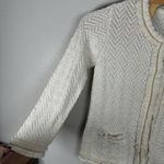 Chico's  Womens Size 3/XL Ivory Metallic Cardigan Jacket Chain Detail Cotton Blend Photo 2