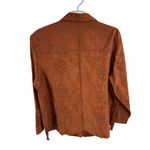 Sag Harbor  Brown Floral Button front shirt jacket 1X faux suede eyelet plus fall Photo 1