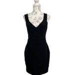Tadashi Shoji  Black Bandage V Neck Sleeveless Bodycon Cocktail Dress Size M Photo 7