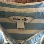 Old Navy  The Boyfriend Shirt Light Blue and White Striped Button Down Shirt Photo 1