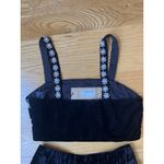 Nasty Gal Black Velvet Festive NYE Set Wide Leg High Waisted Pants Beaded Cropped Tank Sm Photo 9