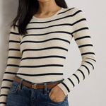 Ralph Lauren Lauren  Striped Rib-Knit Crewneck Sweater size small Photo 0