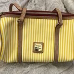 Dooney & Bourke Yellow and White Striped Barrel Bag Photo 2