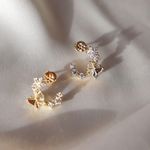 Boutique Gold And Diamond Butterfly Cluster Stud Earrings Photo 0