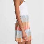 Madewell NWT Women's Sz 4 Single-Pleat Linen Mini Skirt Blue Orange Plaid Preppy Photo 1