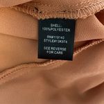 Double Zero | Light caramel V-neck long split sleeve blouse.  Longer, sheer back. Photo 9