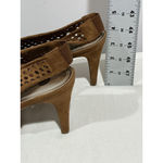 Dress Barn Woman’s Cp Sling back Vented Open Toe Brown Faux Suede High Heel Sandal 9 M Photo 3