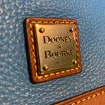Dooney & Bourke Pebble Grain Leather Zip Zip Satchel Blue And Brown With Red Interior Photo 10