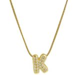 Balloon Zircon Letter K Initial Necklace Gold Photo 0