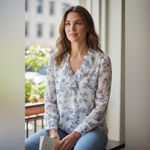 Paige  Women's Blue Floral Top Photo 1