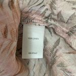 J.Jill Women’s  100% linen pink & green floral tropical cream print blouse Small Photo 3