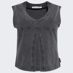 Alexander Wang  V-Neck Tank Top in Faded Black Photo 9