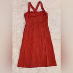 Theory NWOT  Crossback Linen-Blend Cross Back Square Neck Midi Orange Dress 2 Photo 2