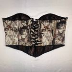 Unbranded Cat Print Corset Strapless Size XL Tie Back Lingerie Tapestry Jacquard Brown Photo 3