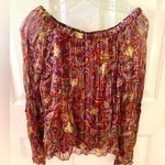 Love Sam Burgundy pleated paisley shimmer off-the-shoulder blouse, new with tag Photo 0