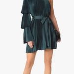 Keepsake Off The Shoulder Dress Pleats Mini Dress Bottle Green Size M Size M Photo 2