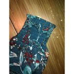 Band of Gypsies  NWT Sybille Deep Teal Floral Long Sleeve Crossover Crop Top S Photo 2