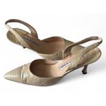 Manolo Blahnik  Carolyne Serpent 256 Slingback Heels 40 Cream Snake Glitter RARE Photo 2