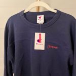 Champion Navy Blue Crewneck Sweatshirt Striped Cuffs and Hem XL Photo 1