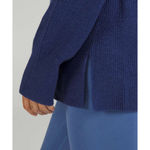 Lululemon Sweater Size 6 Merino Wool-Blend Ribbed Crewneck Heathered Blue Thick Photo 3